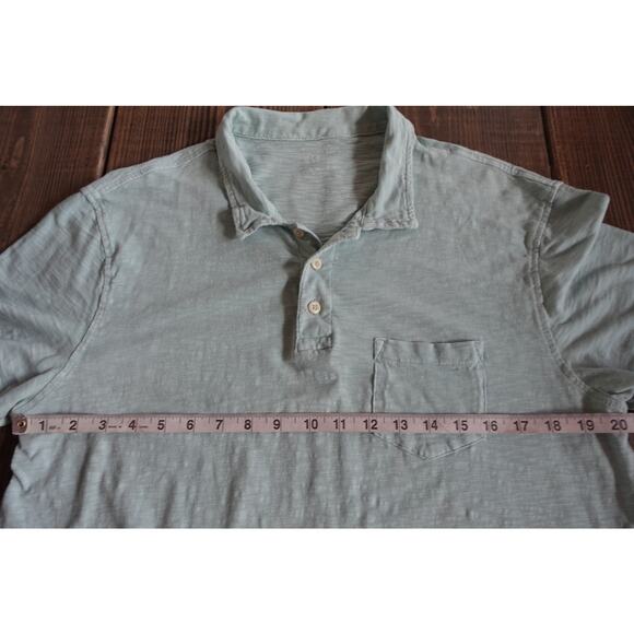 GAP Polo Shirt Mens Large Green Solid Slub Pocket Short Sleeve Casual Soft - Picture 4 of 7